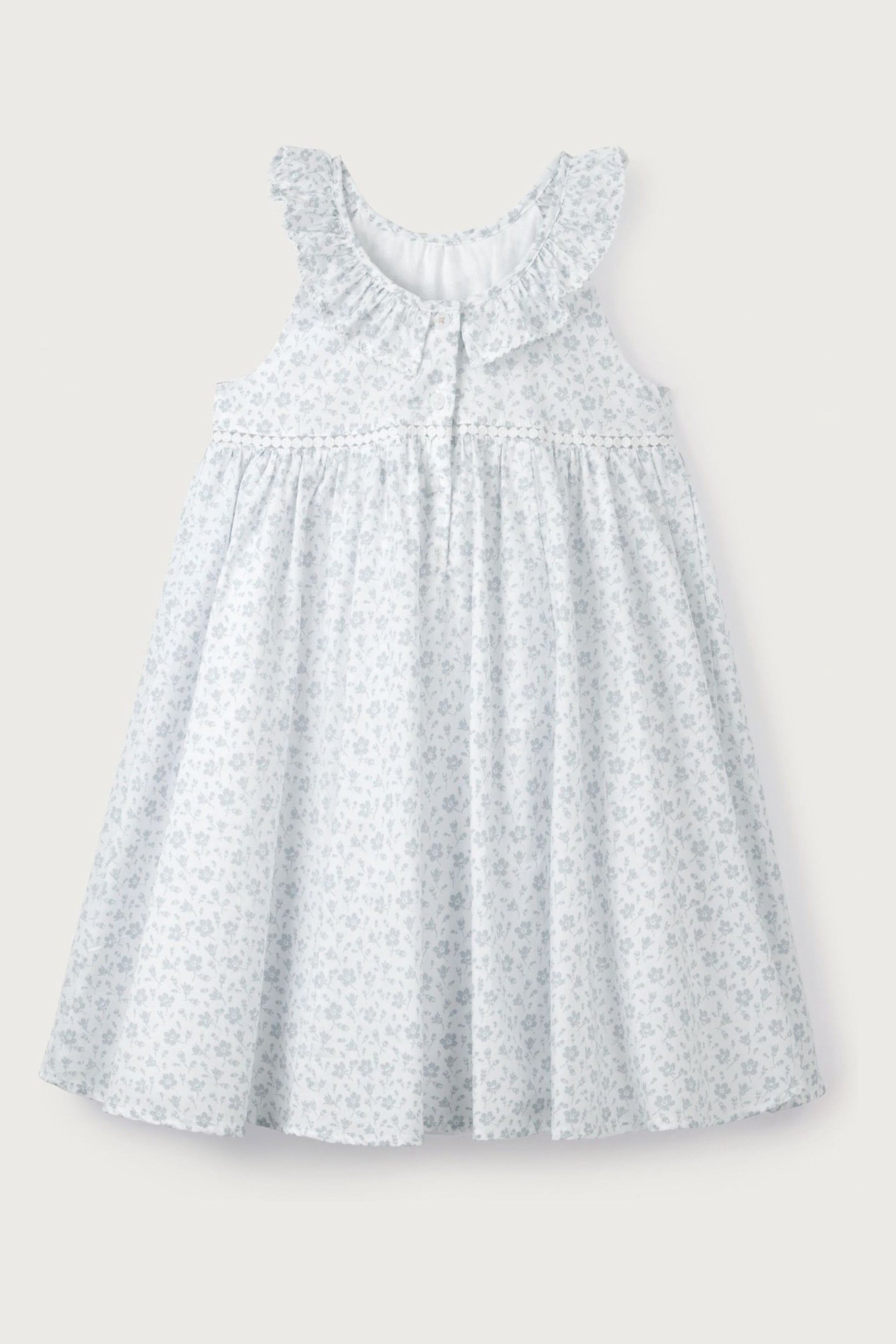 The White Company Blue Margot Floral Cotton Swing Dress - Image 9 of 12