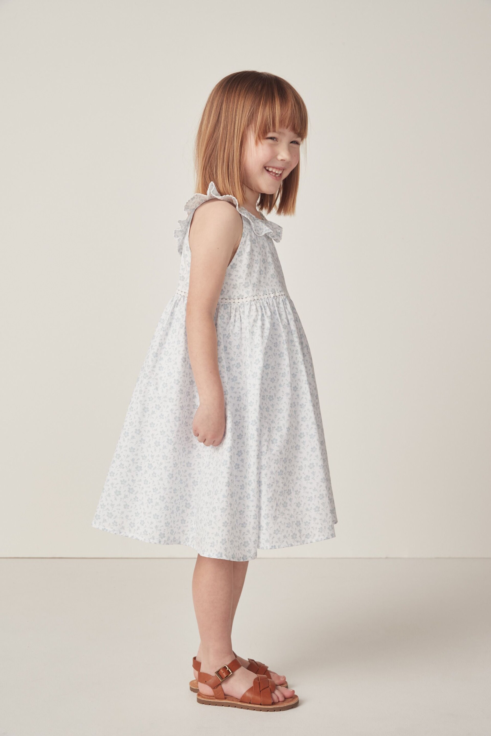 The White Company Blue Margot Floral Organic Cotton Swing Dress - Image 3 of 12