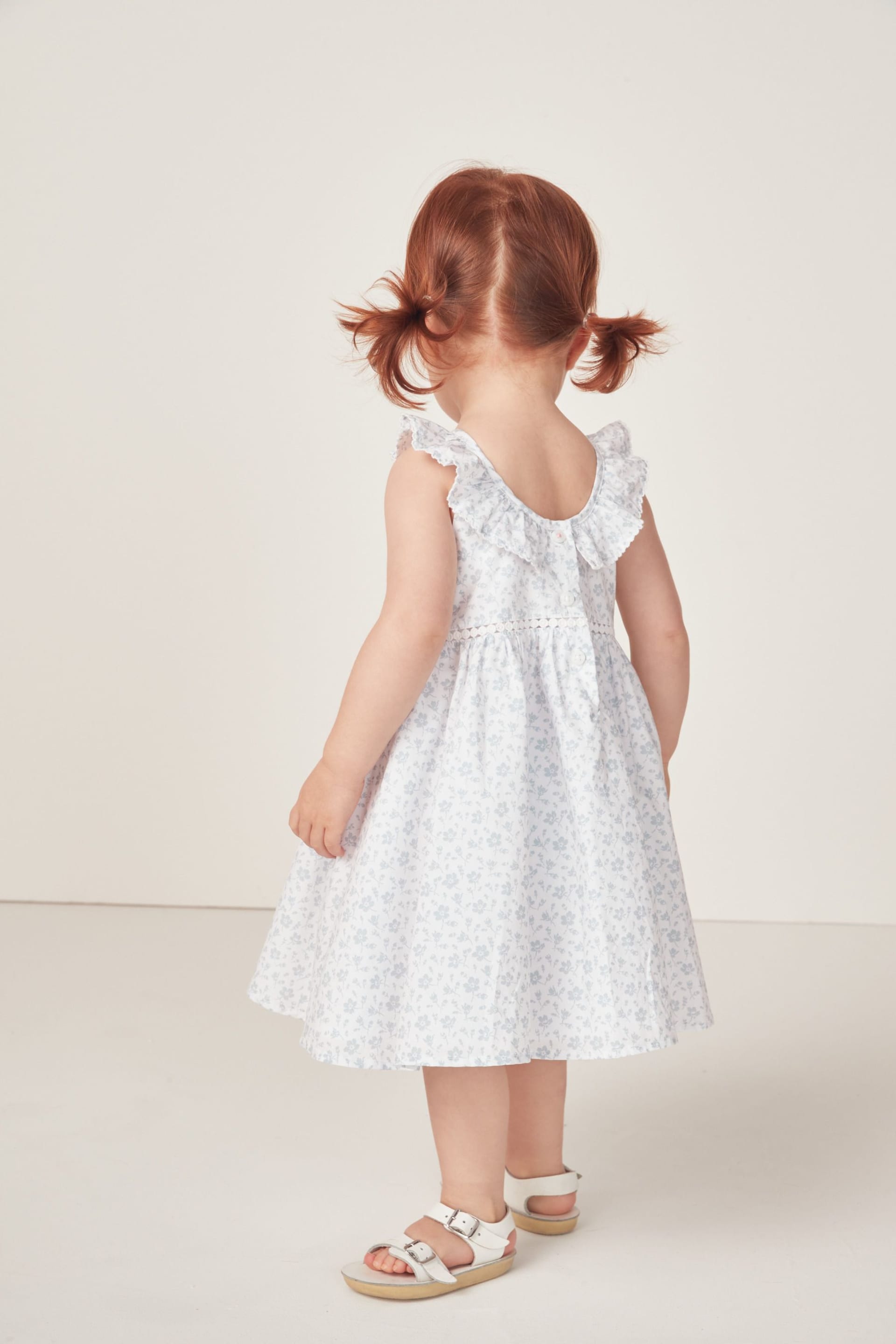 The White Company Blue Margot Floral Organic Cotton Swing Dress - Image 6 of 12