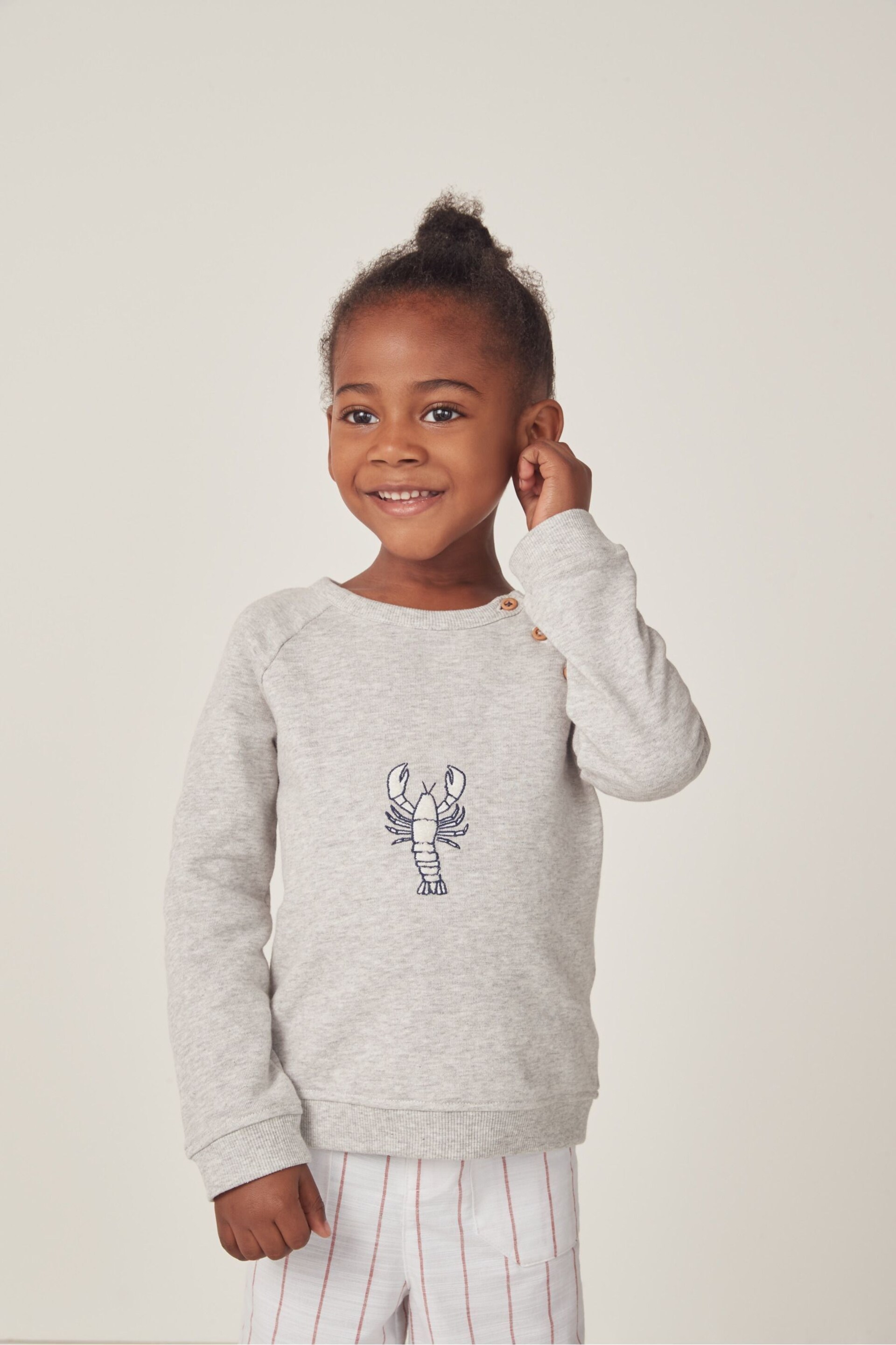 The White Company Grey Cotton Lobster Sweatshirt - Image 3 of 7