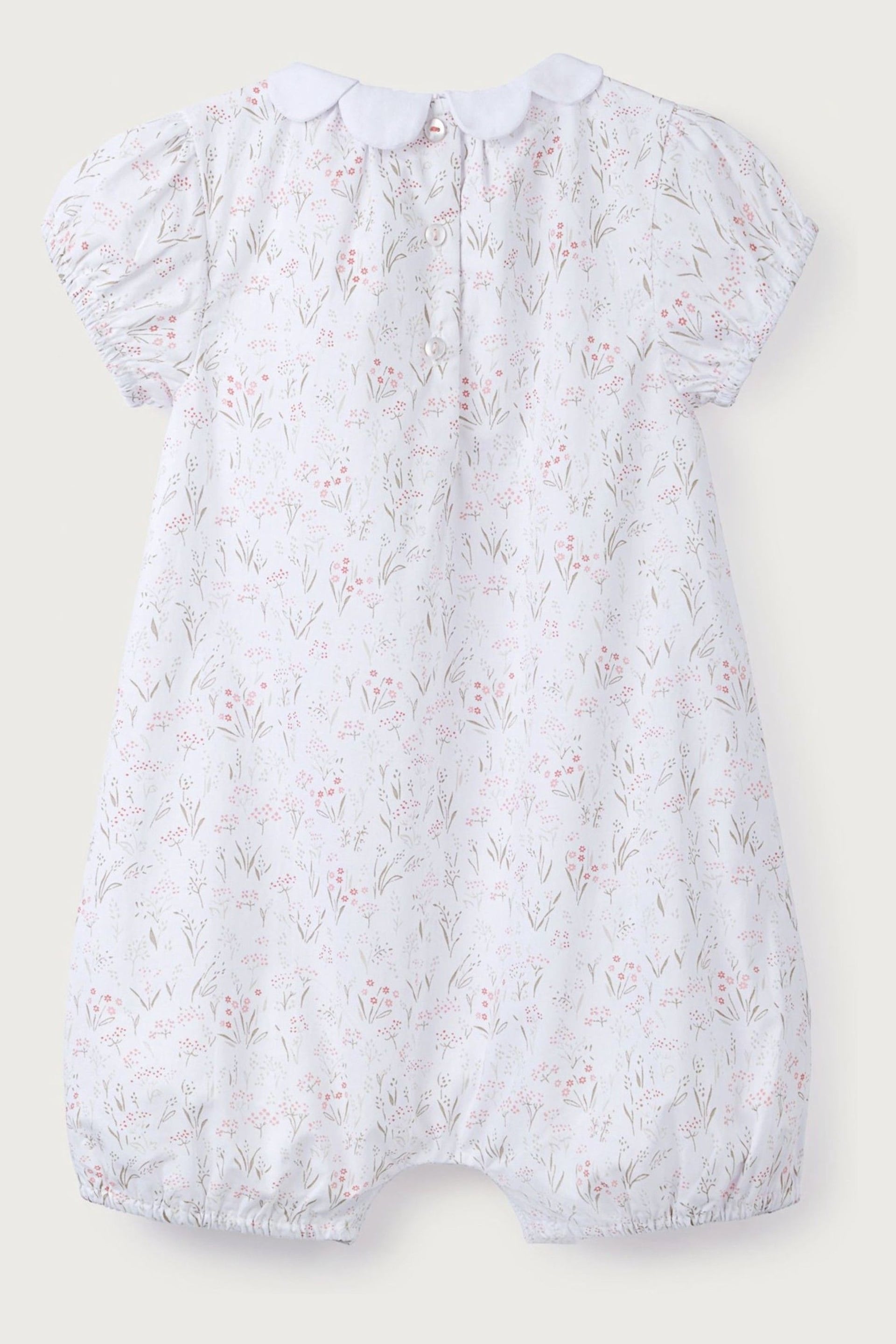 The White Company Celine Floral Cotton Petal Collar White Sleepsuit - Image 5 of 6