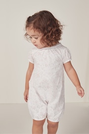The White Company Celine Floral Cotton Petal Collar White Sleepsuit - Image 6 of 6
