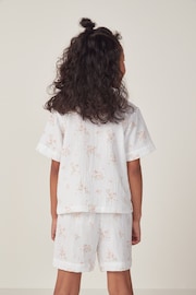 The White Company Organic Cotton Vintage Floral Classic Shortie White Pyjamas - Image 3 of 6