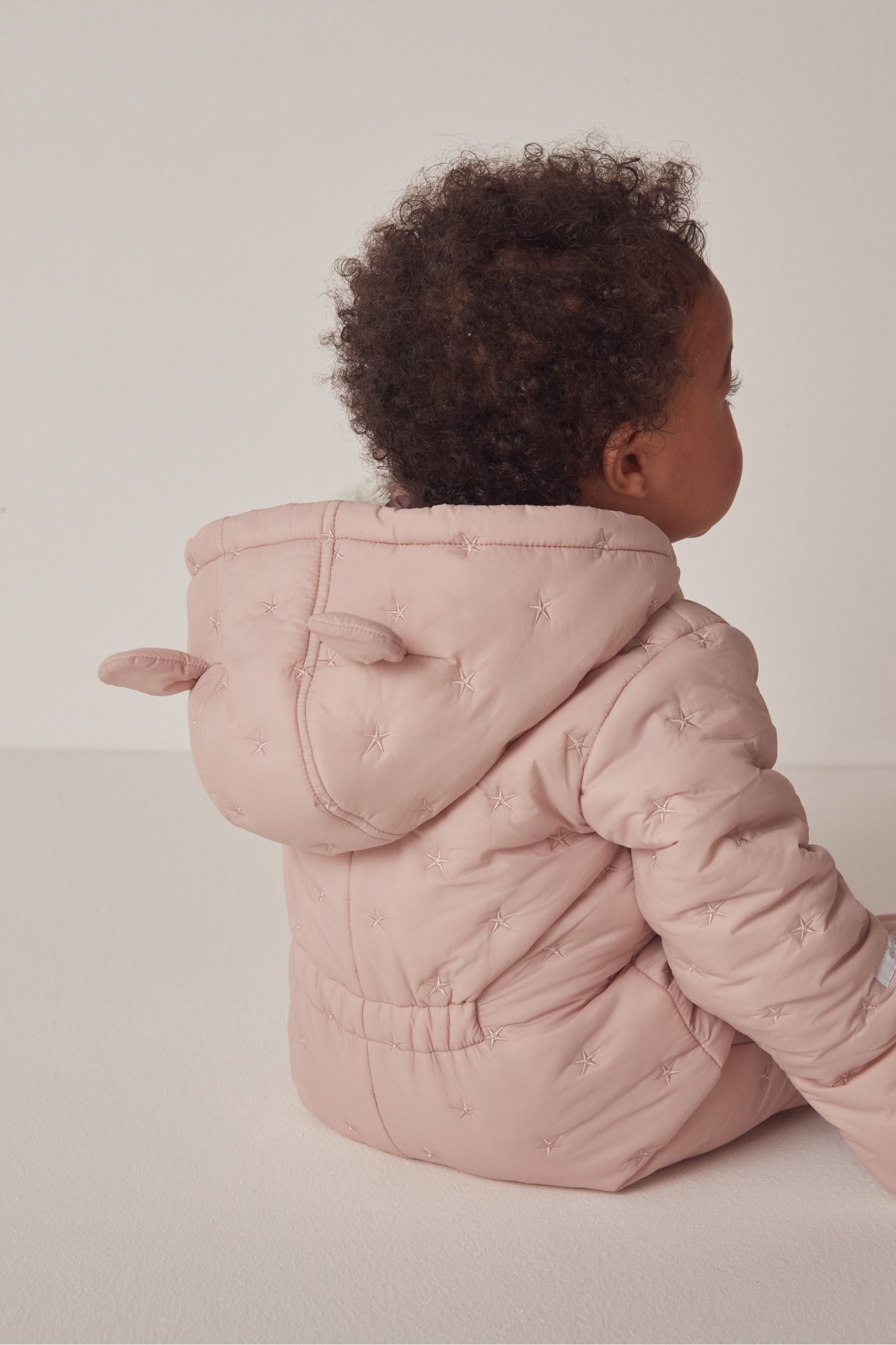 The White Company Pink Star Quilted Pramsuit - Image 2 of 6