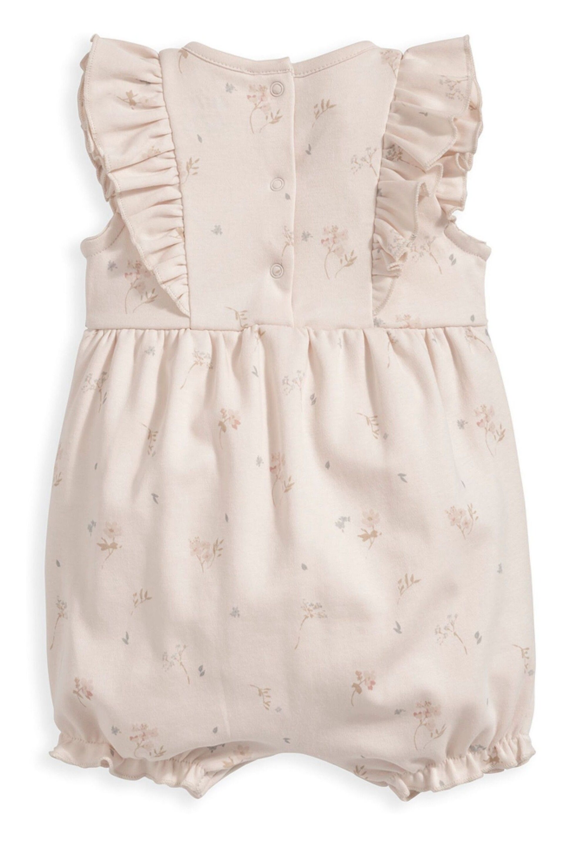Mamas & Papas Pink Floral Frill Jersey Shortie Romper - Image 3 of 3