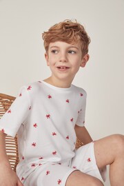 The White Company White Cotton Slim Fit Crab Print Shortie Pyjamas - Image 1 of 4