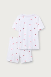 The White Company White Cotton Slim Fit Crab Print Shortie Pyjamas - Image 3 of 4