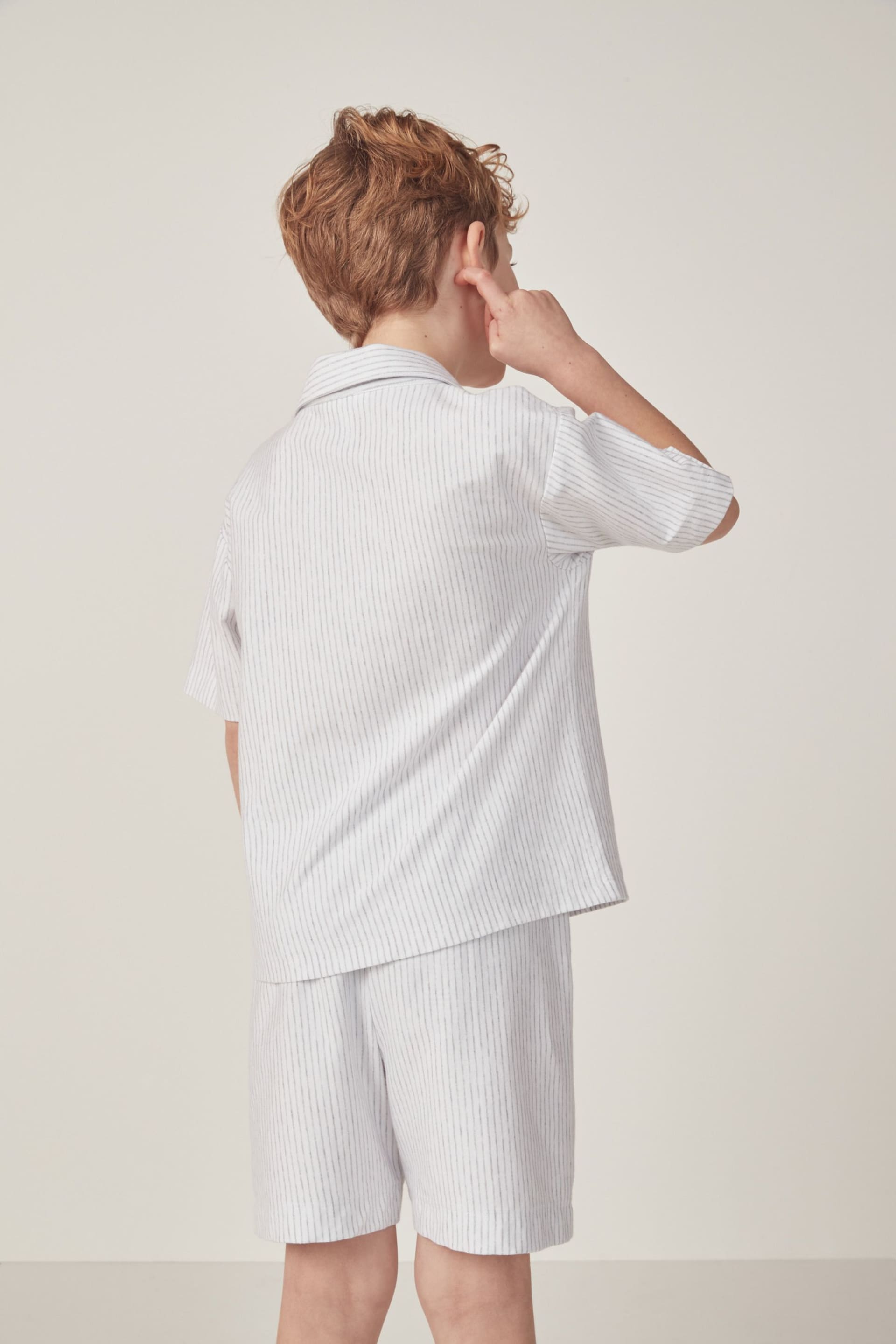 The White Company White Cotton Classic Sailboat Embroidered Shortie Pyjamas - Image 2 of 6