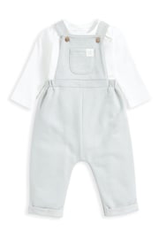 Mamas & Papas Green 2 Piece Sweat Dungaree Set - Image 2 of 4