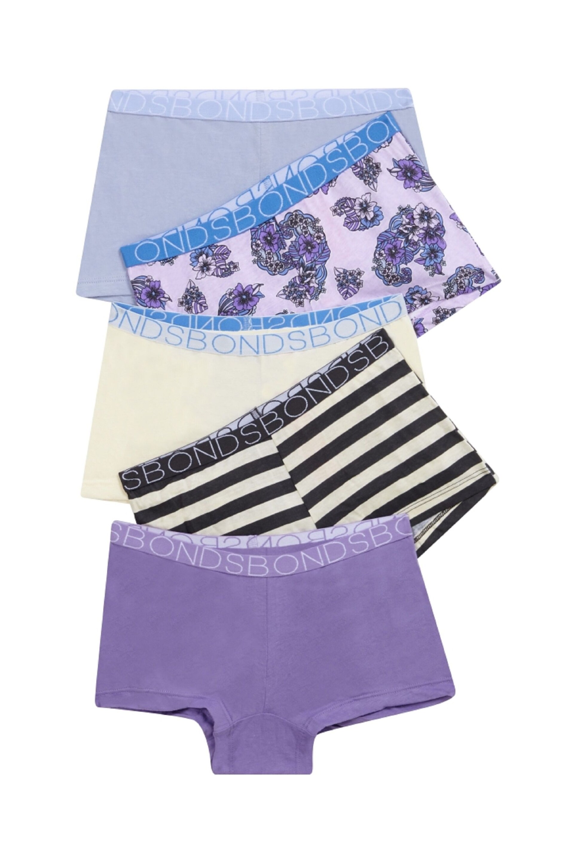 Bonds Purple Mixed Design Shortie knickers 5 Pack - Image 2 of 10