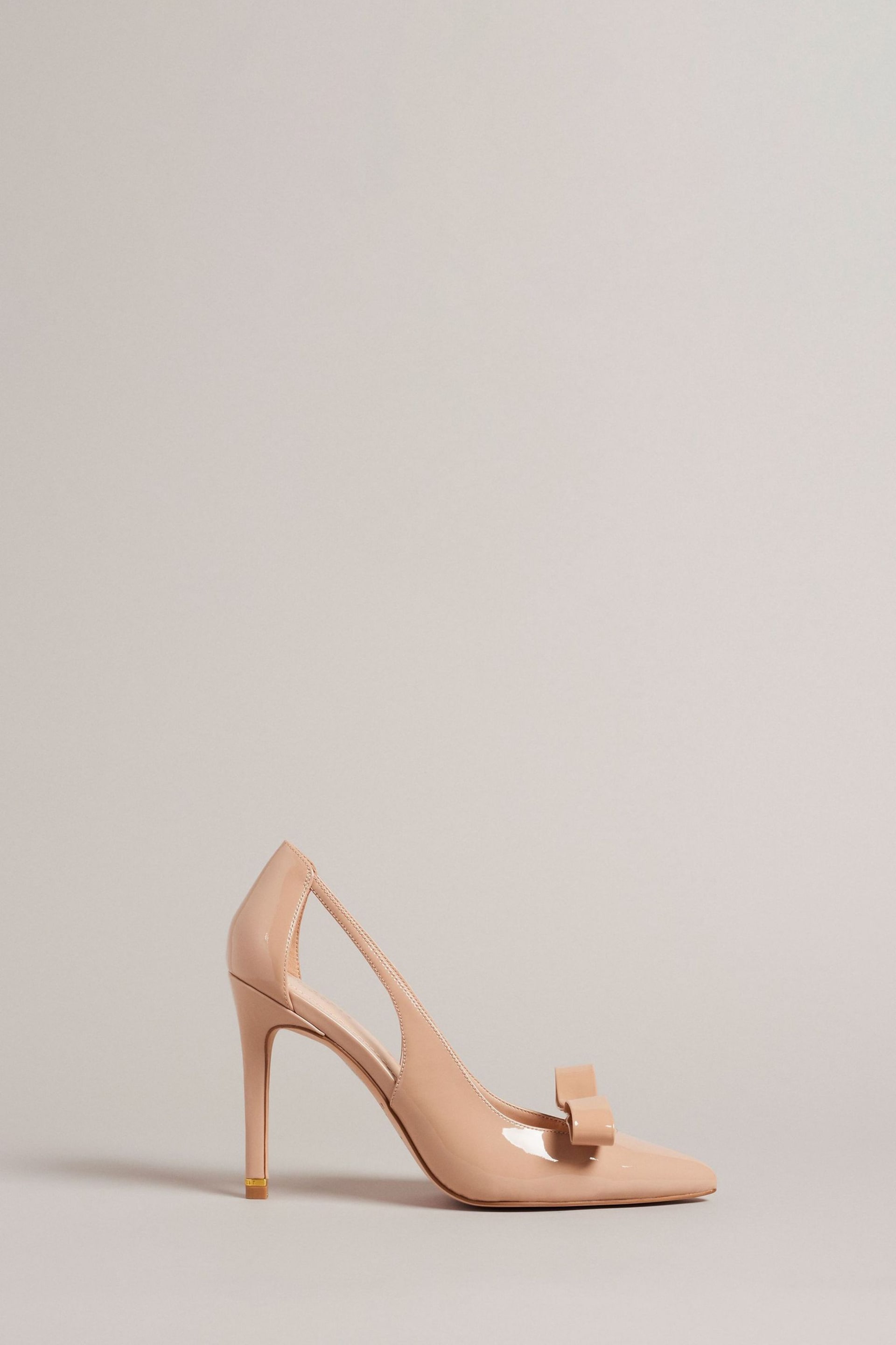 Ted Baker Natural Orliney Patent Bow 100mm Cut-Out Detail Courts - Image 1 of 5