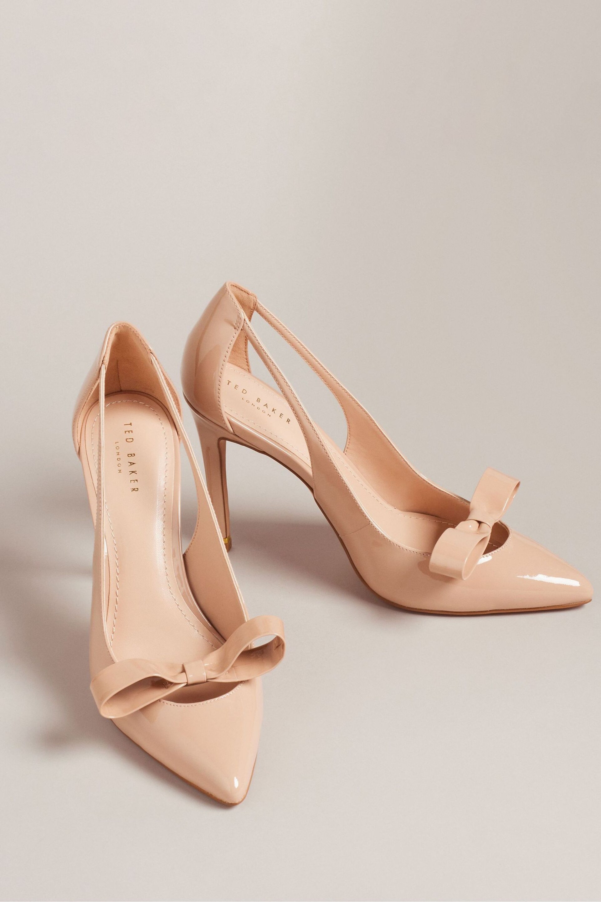 Ted Baker Natural Orliney Patent Bow 100mm Cut-Out Detail Courts - Image 2 of 5