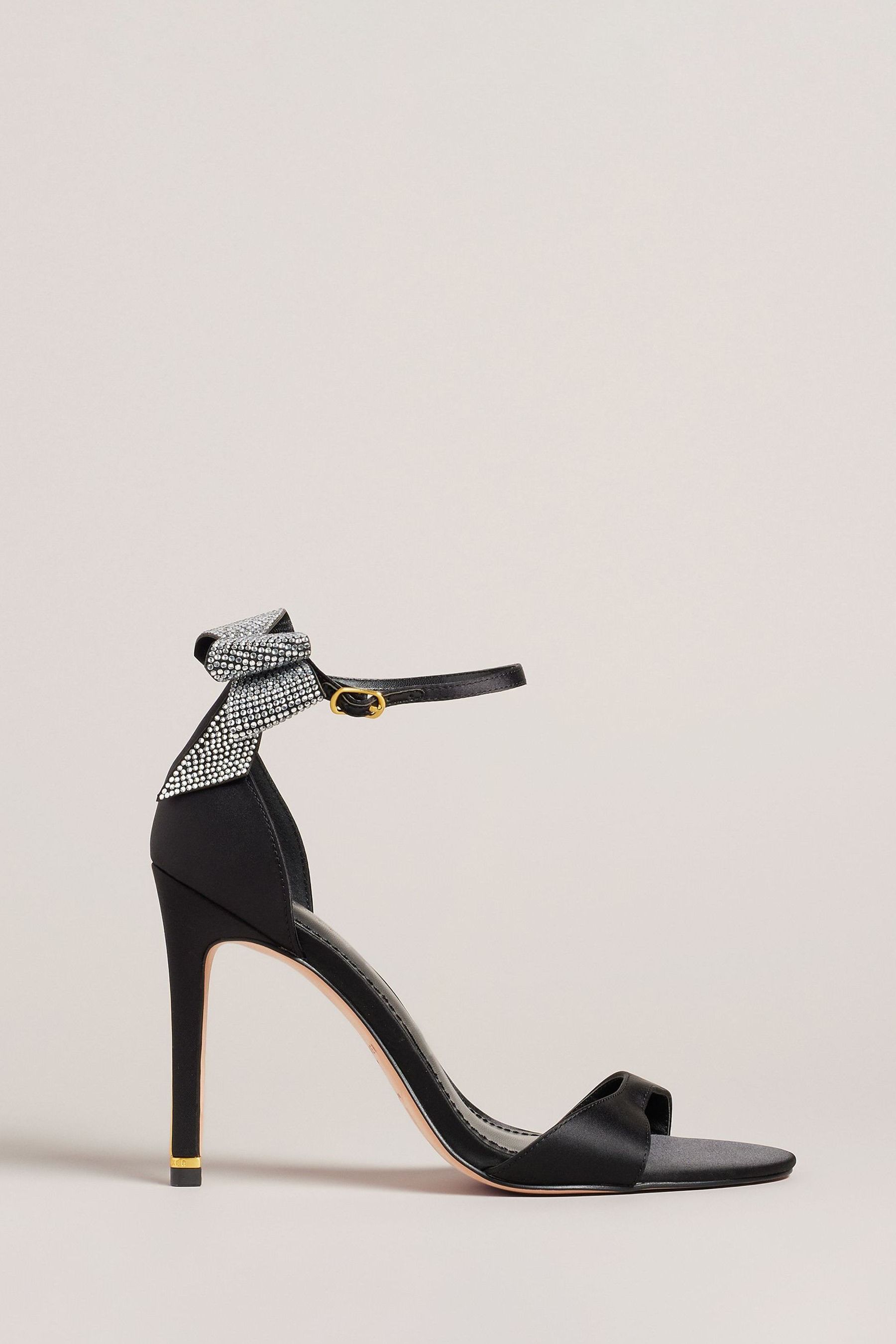 Ted baker black satin bow detail heeled sandals clearance