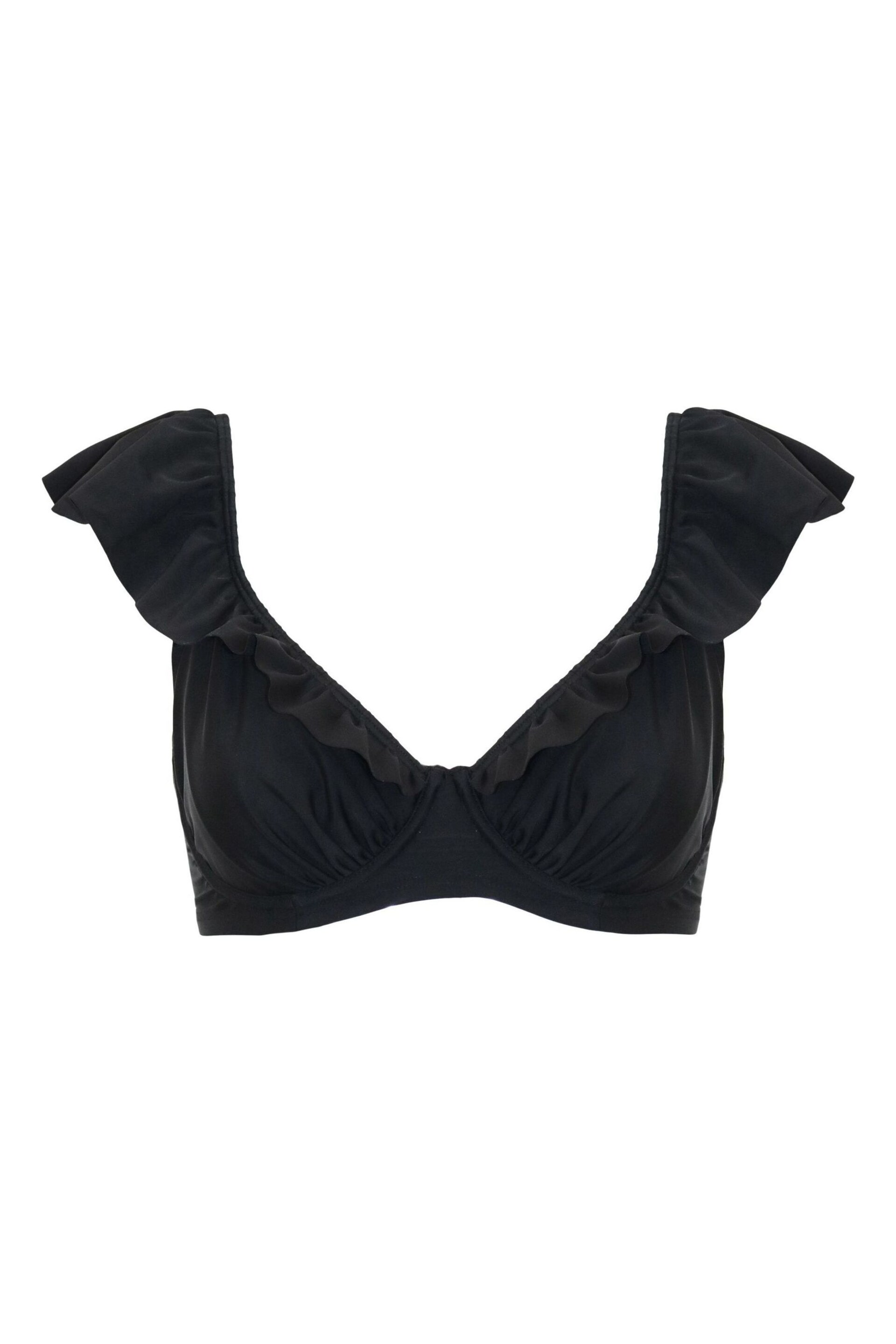 Pour Moi Black Bermuda Underwired Non Padded Frill Top - Image 4 of 5