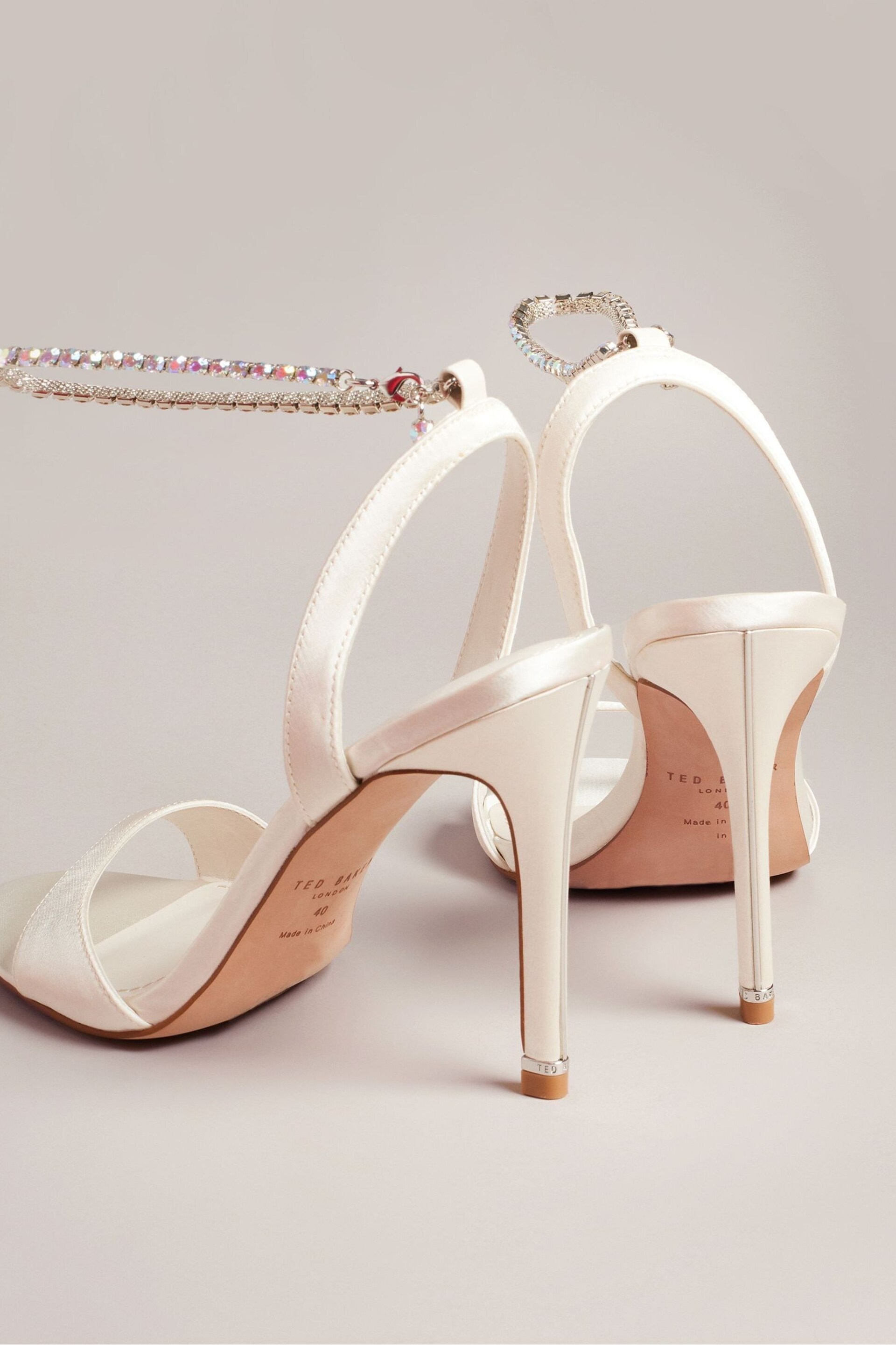 Ted Baker Natural Hedree Jewellery Strap Satin Sandals - Image 3 of 4