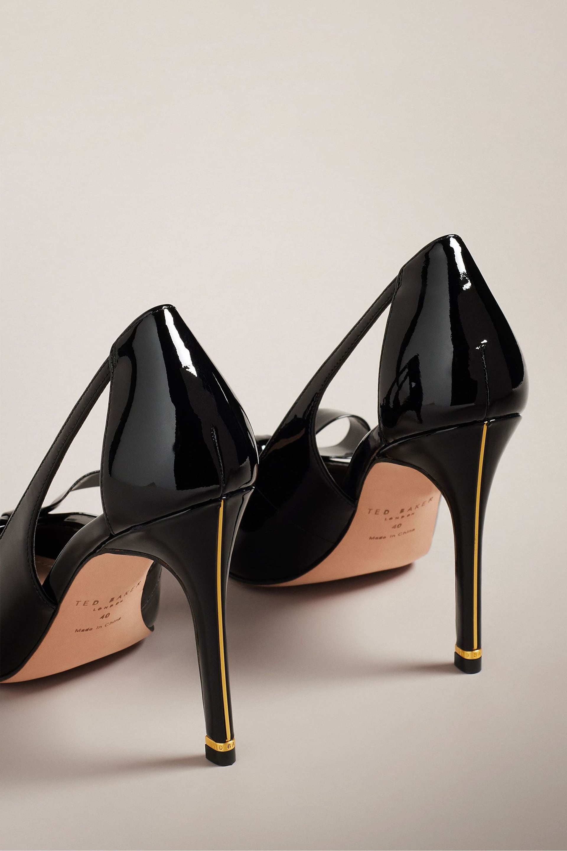 Ted Baker Black Orliney Patent Bow 100mm Cut-Out Detail Courts - Image 3 of 5