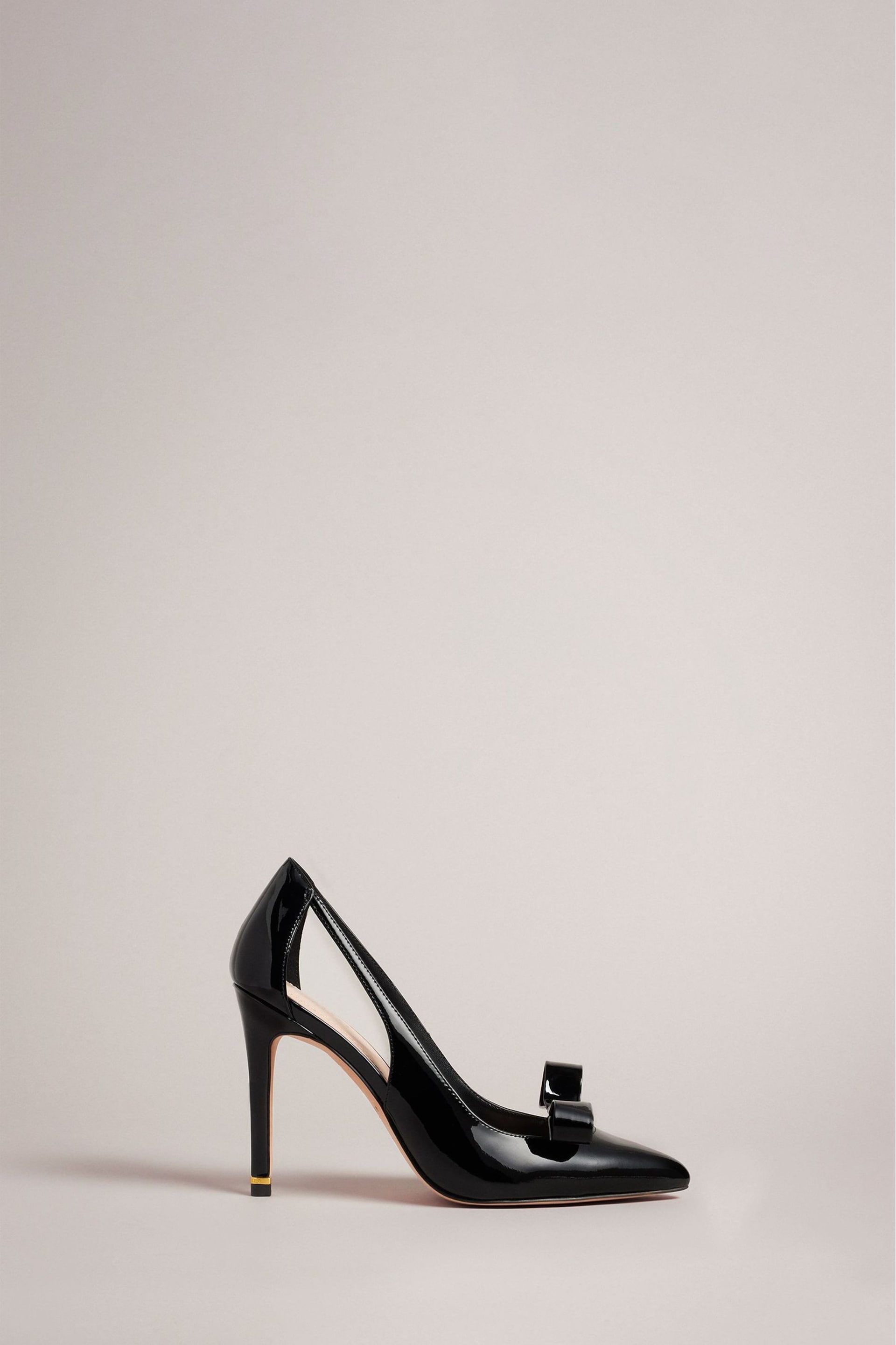 Ted Baker Black Orliney Patent Bow 100mm Cut-Out Detail Court Shoes - Image 1 of 5