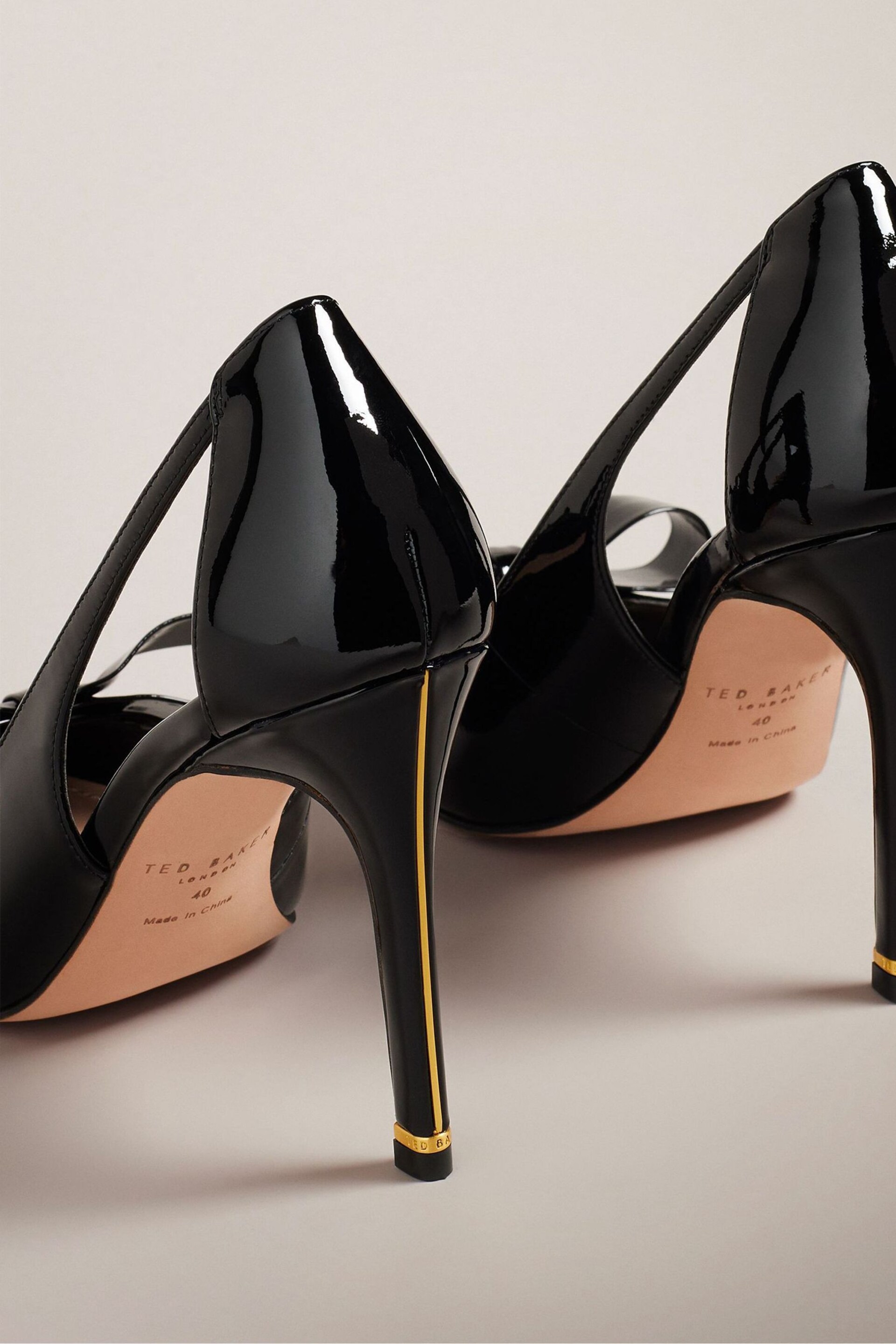 Ted Baker Black Orliney Patent Bow 100mm Cut-Out Detail Court Shoes - Image 3 of 5