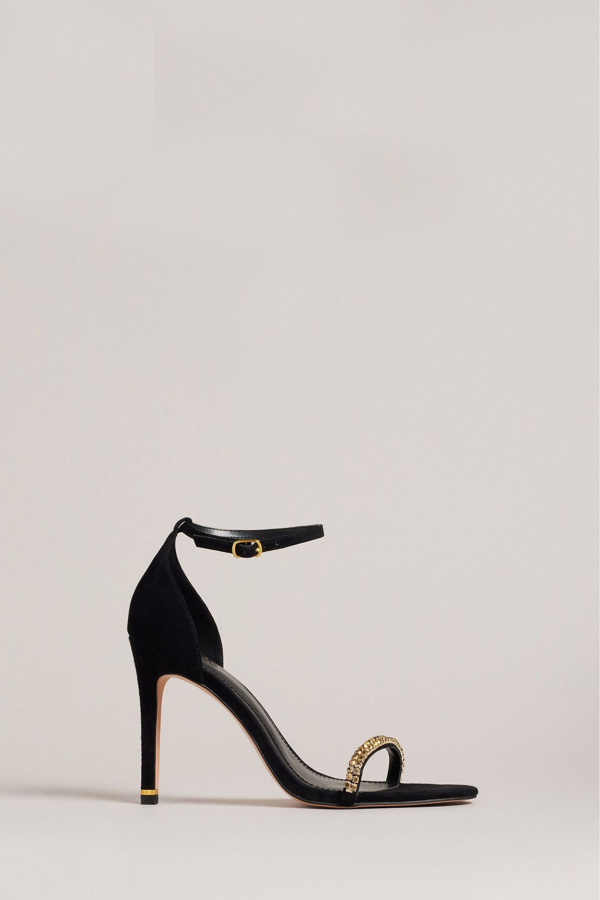Ted Baker Gold/Black Helenni Crystal Strap Heeled Sandals - Image 1 of 5