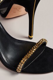 Ted Baker Gold/Black Helenni Crystal Strap Heeled Sandals - Image 4 of 5