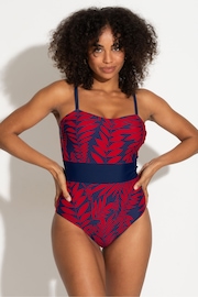 Pour Moi Blue Palermo Panelled Control Swimsuit - Image 1 of 4