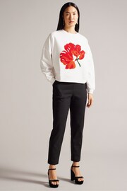Ted Baker White Marelaa Sweatshirt With Bouclé Flower - Image 3 of 5
