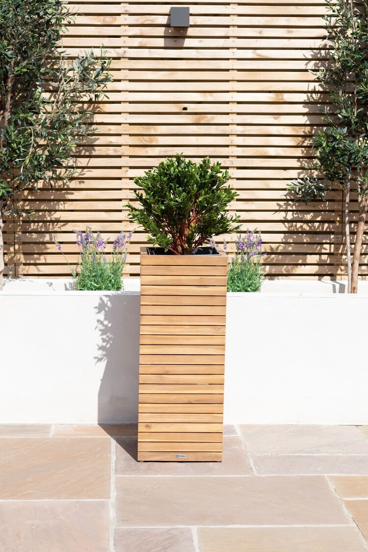 Maze Acacia Wood Garden Bali Large Planter - Image 2 of 6