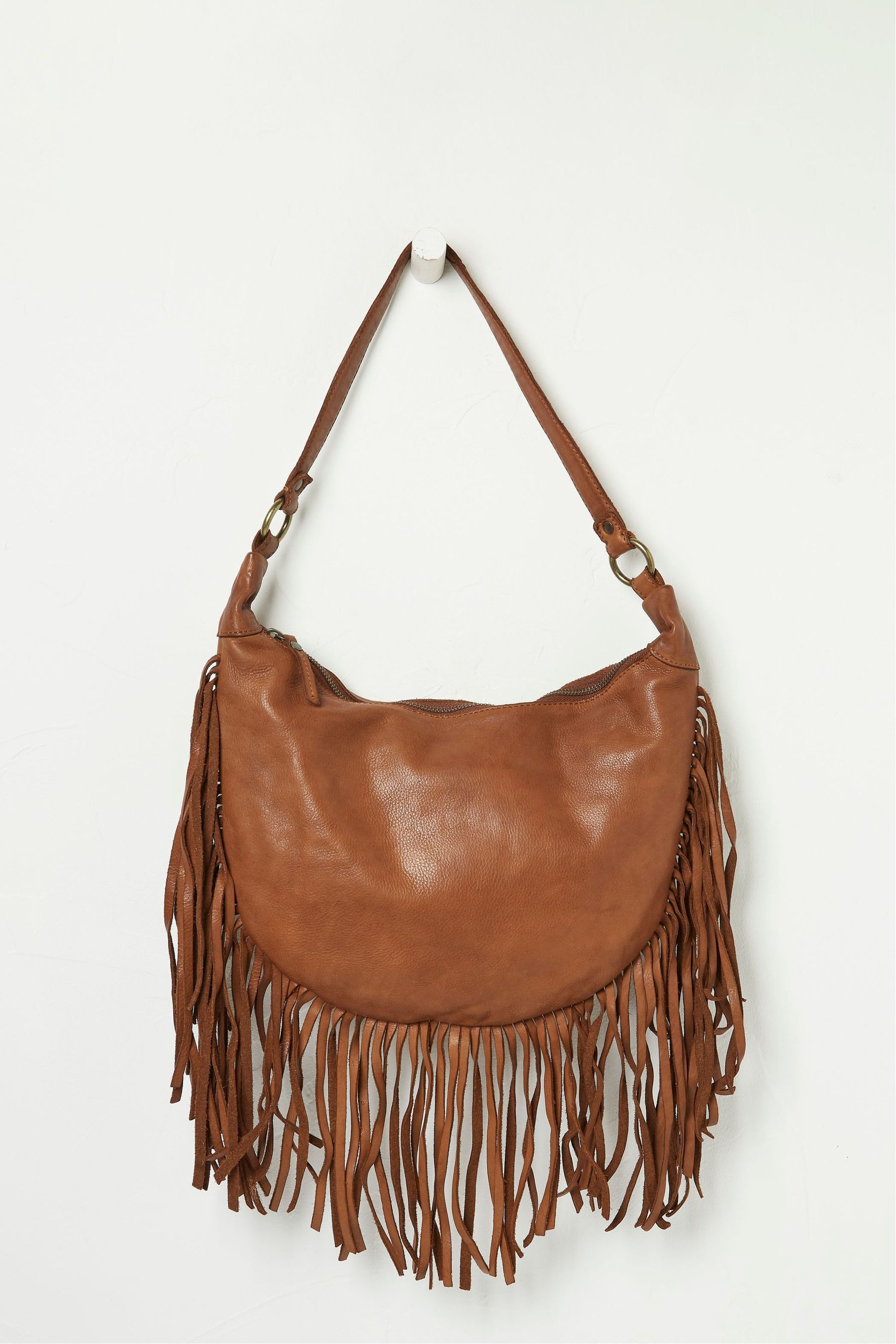 Buy FatFace Dawson Brown Crescent Leather Tassel Bag from Next Canada