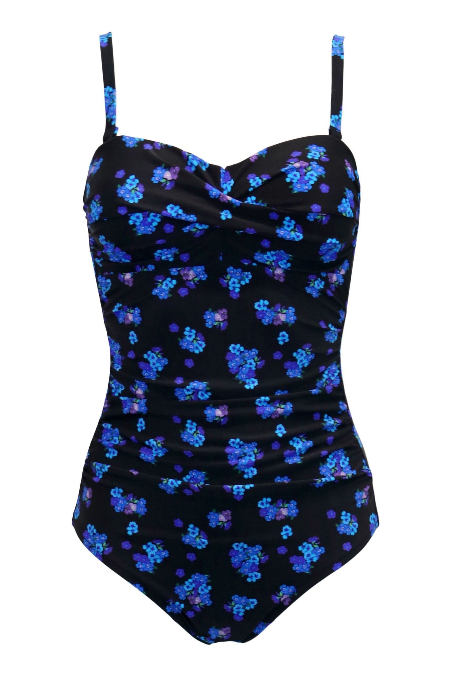 Pour Moi Black & Blue Santa Monica Removable Straps Tummy Control Swimsuit - Image 5 of 6