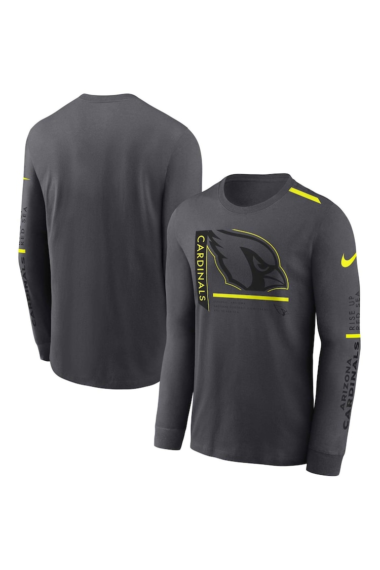 Fanatics Grey NFL Arizona Cardinals VOLT Long Sleeve Dri-FIT Cotton T-Shirt - Image 1 of 3