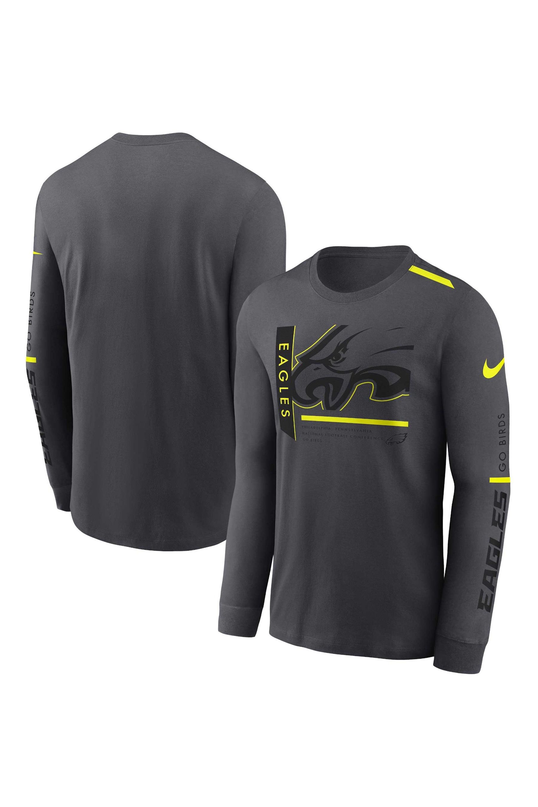 Buy Fanatics Grey NFL Philadelphia Eagles VOLT Long Sleeve Dri FIT Cotton T Shirt from the Next UK online shop