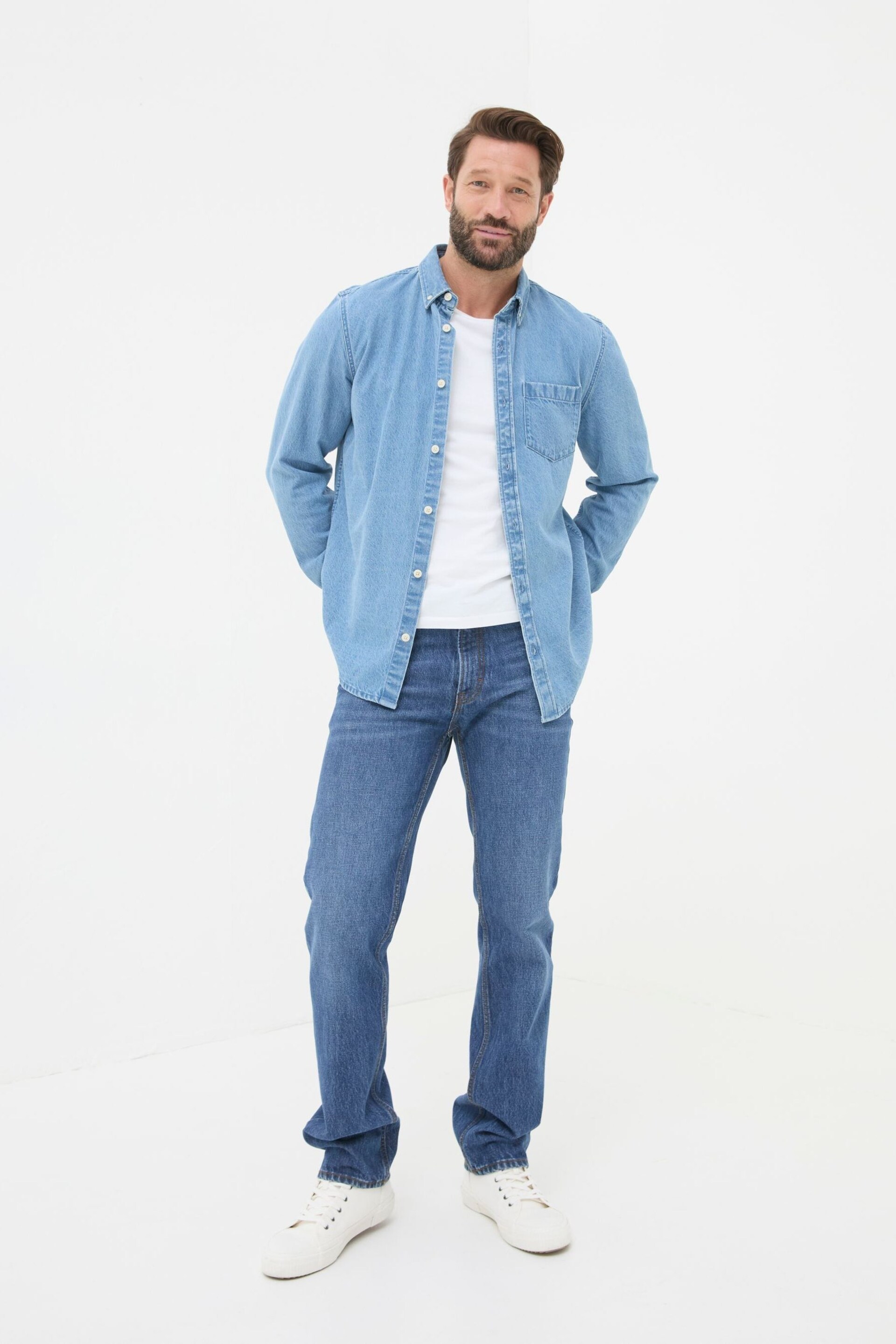 FatFace Blue Straight Fit Jeans - Image 1 of 4