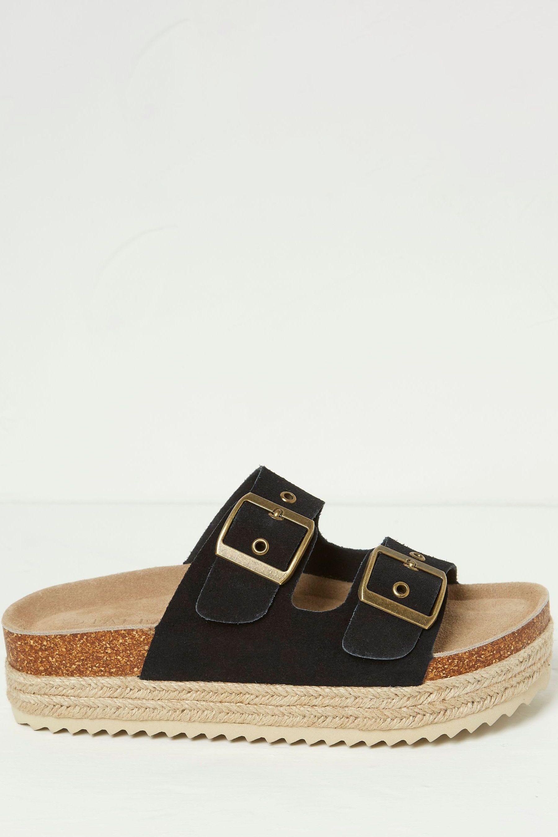 Black and gold flatforms discount