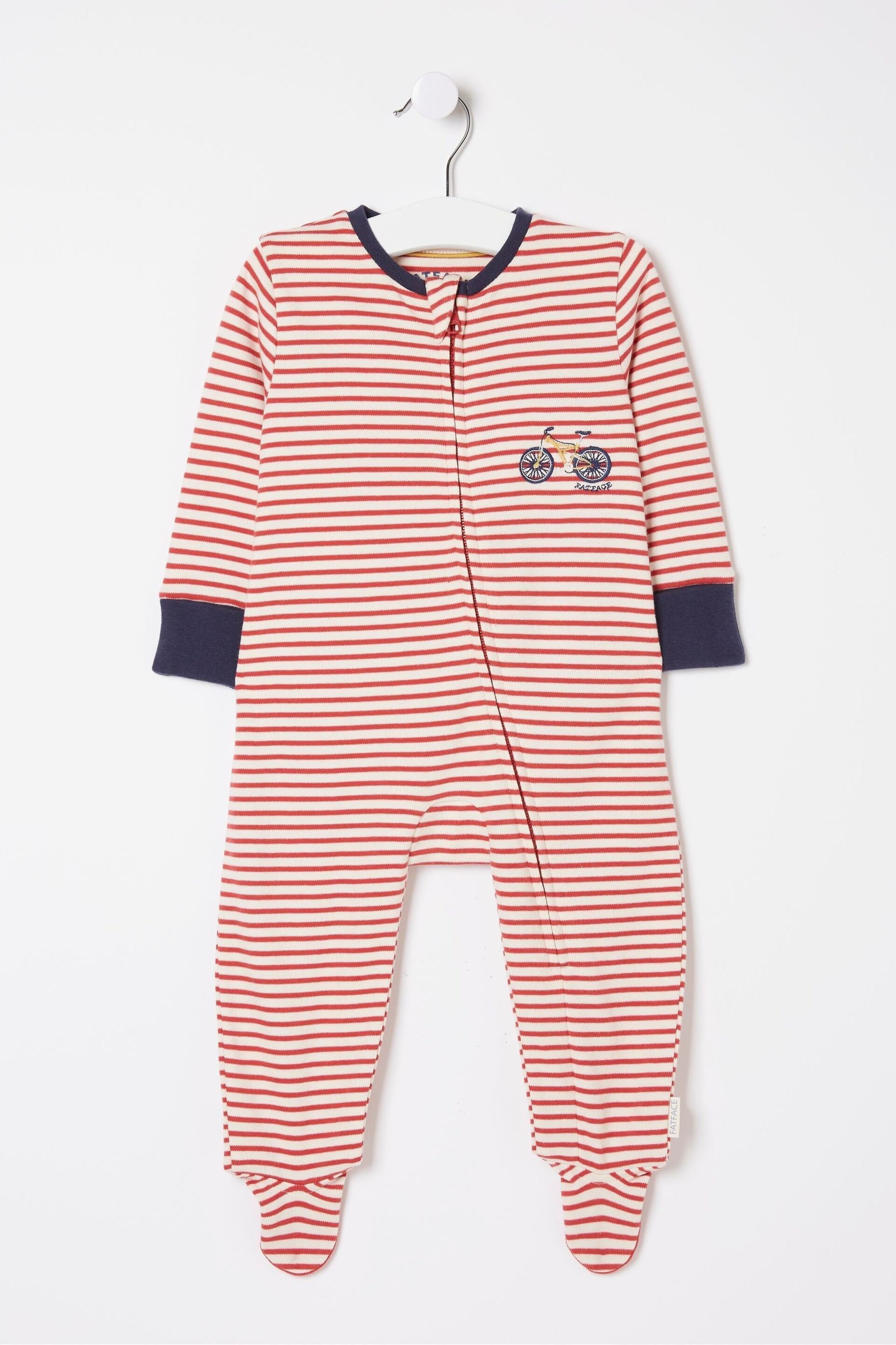 FatFace Red Bike Graphic Zipped Sleepsuit - Image 1 of 2