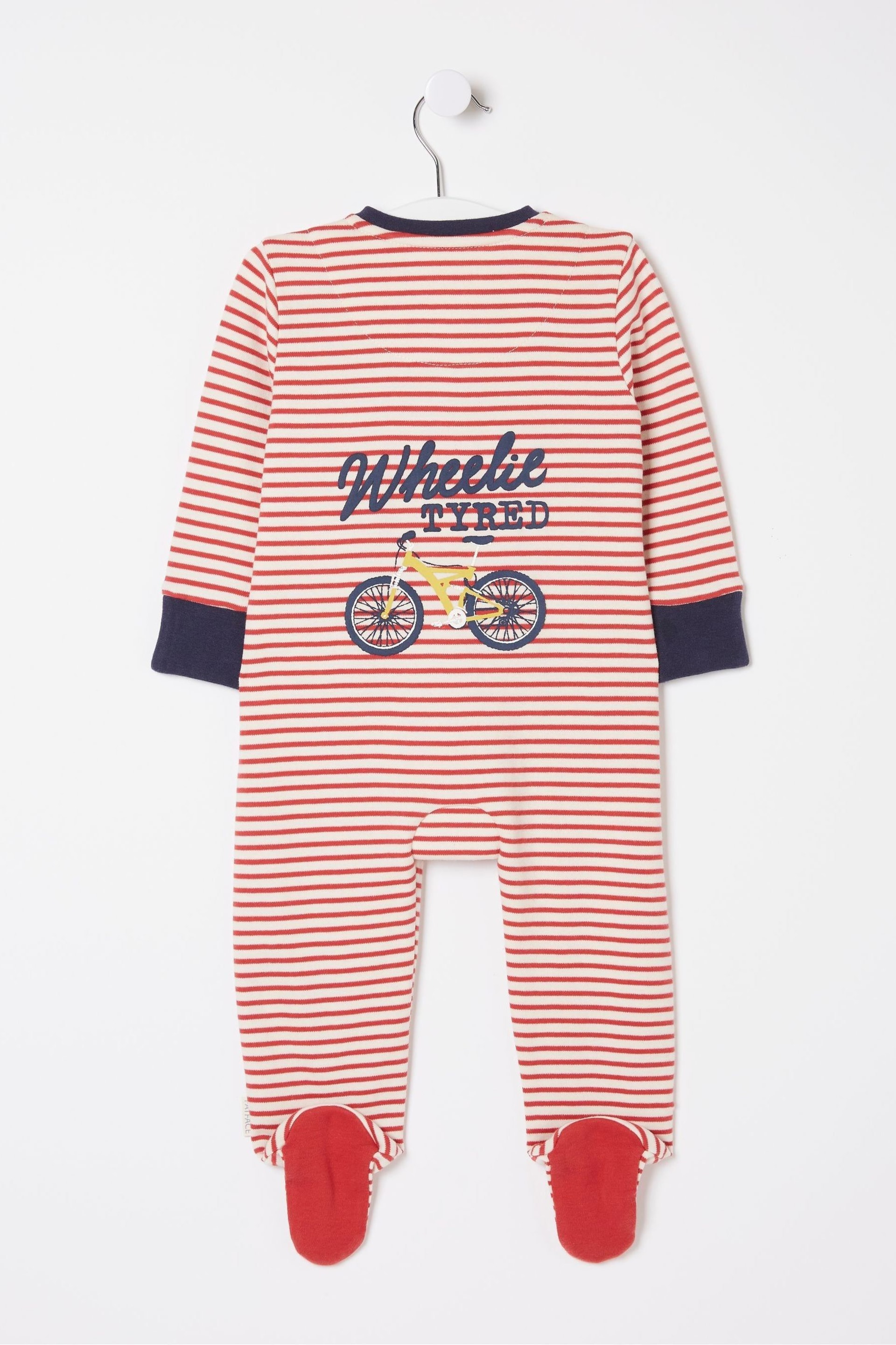 FatFace Red Bike Graphic Zipped Sleepsuit - Image 2 of 2