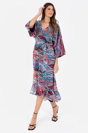 Lovedrobe Wrap Kimono Dress With Ruffled High Low Hem - Image 3 of 5