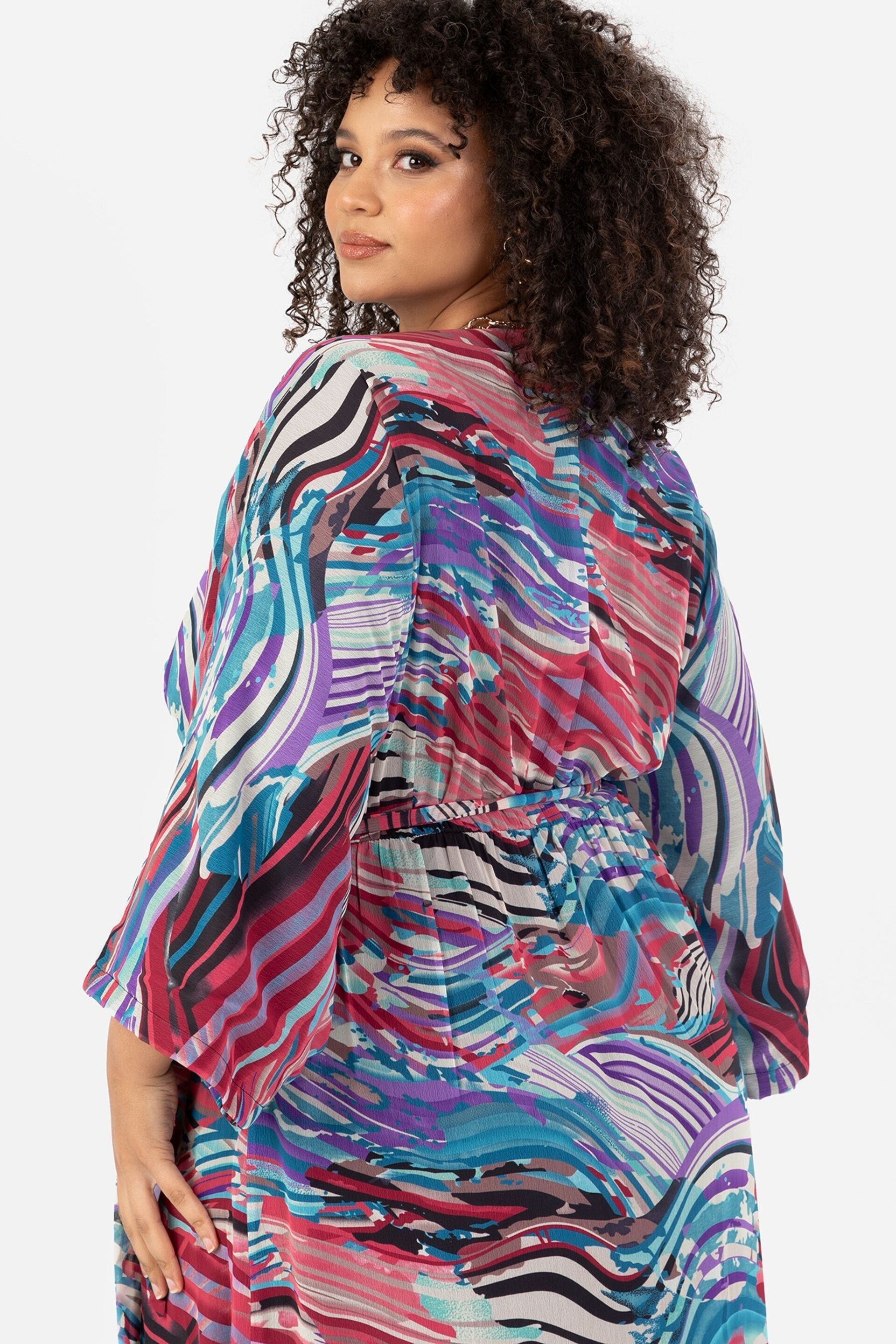 Lovedrobe Wrap Kimono Dress With Ruffled High Low Hem - Image 5 of 5