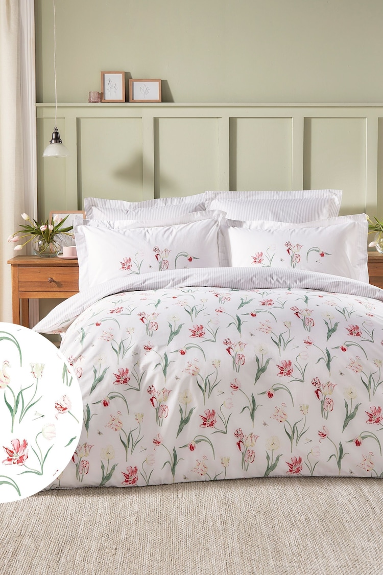 Sophie Allport White 100% Cotton Tulip Duvet Cover and Pillowcase Set - Image 1 of 5