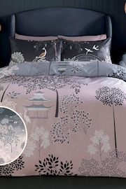 Sara Miller Blush Grey Pagoda Garden Duvet Cover and Pillowcase Set - Image 1 of 9