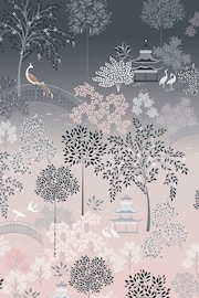 Sara Miller Blush Grey Pagoda Garden Duvet Cover and Pillowcase Set - Image 8 of 9