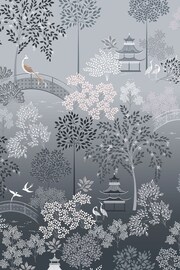 Sara Miller Blush Grey Pagoda Garden Duvet Cover and Pillowcase Set - Image 9 of 9
