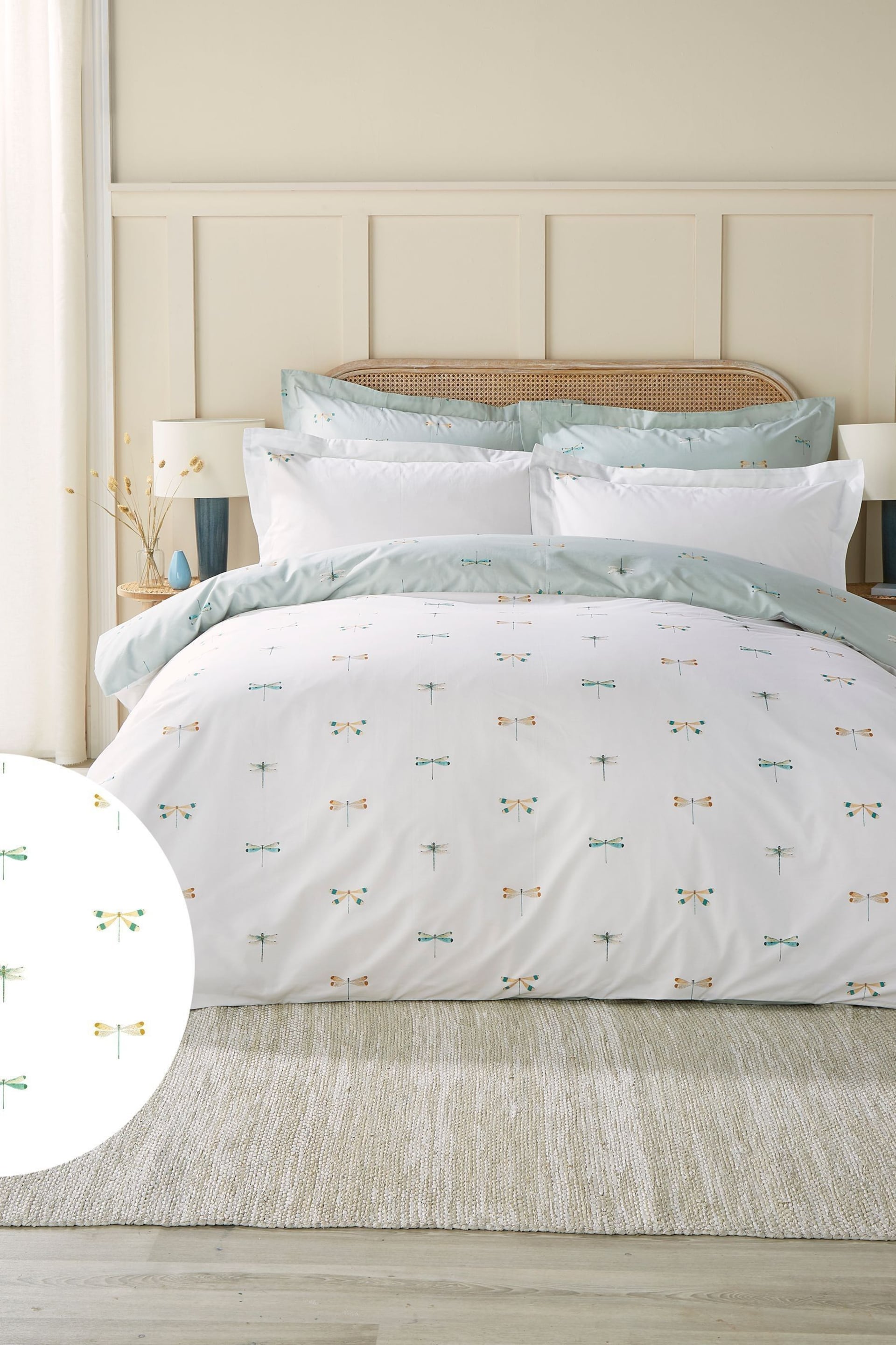 Sophie Allport Pale Duckegg Dragonfly Duvet Cover And Pillowcase Set - Image 1 of 5