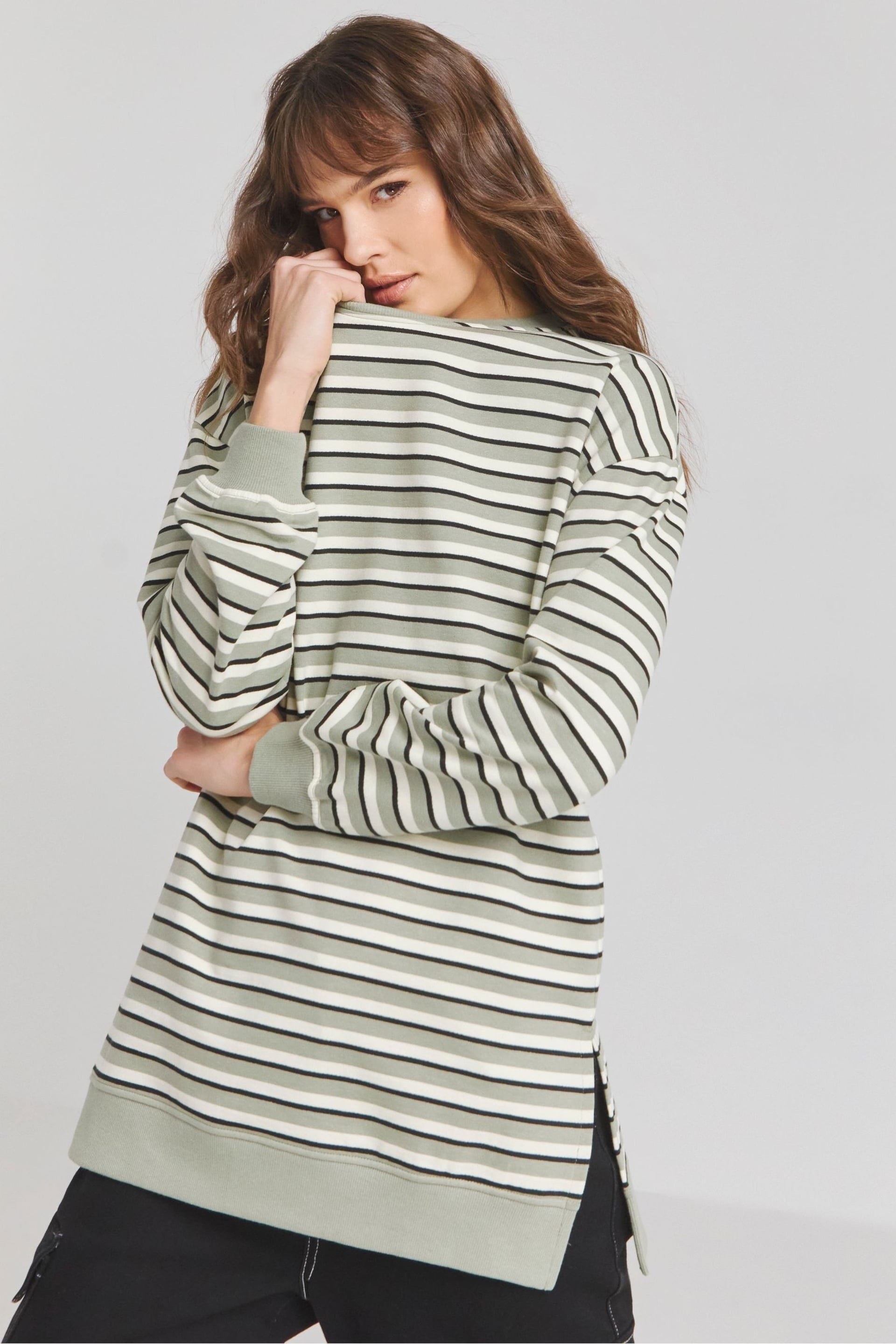 Simply Be Green Side Split Sweatshirt Tunic - Image 1 of 5