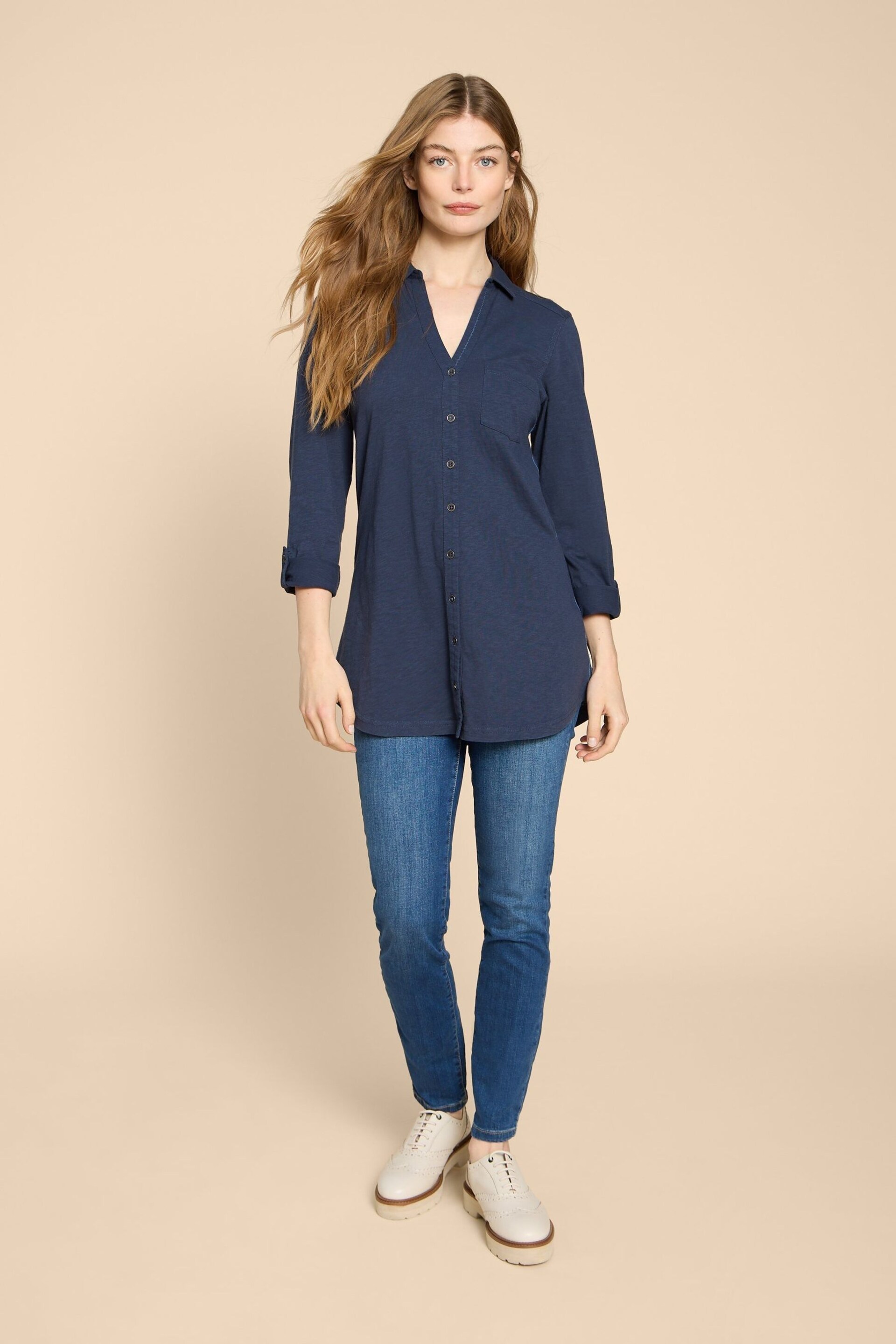 White Stuff Blue Annie Longline Shirt - Image 2 of 7