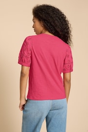 White Stuff Pink Bella Broderie Mix Top - Image 2 of 7
