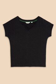 White Stuff Black Notch Neck Nelly T-Shirt - Image 5 of 7