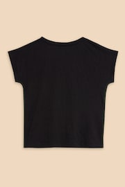 White Stuff Black Notch Neck Nelly T-Shirt - Image 6 of 7