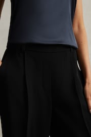 Reiss Black Eden Petite Half-Elasticated Wide Leg Trousers - Image 3 of 7