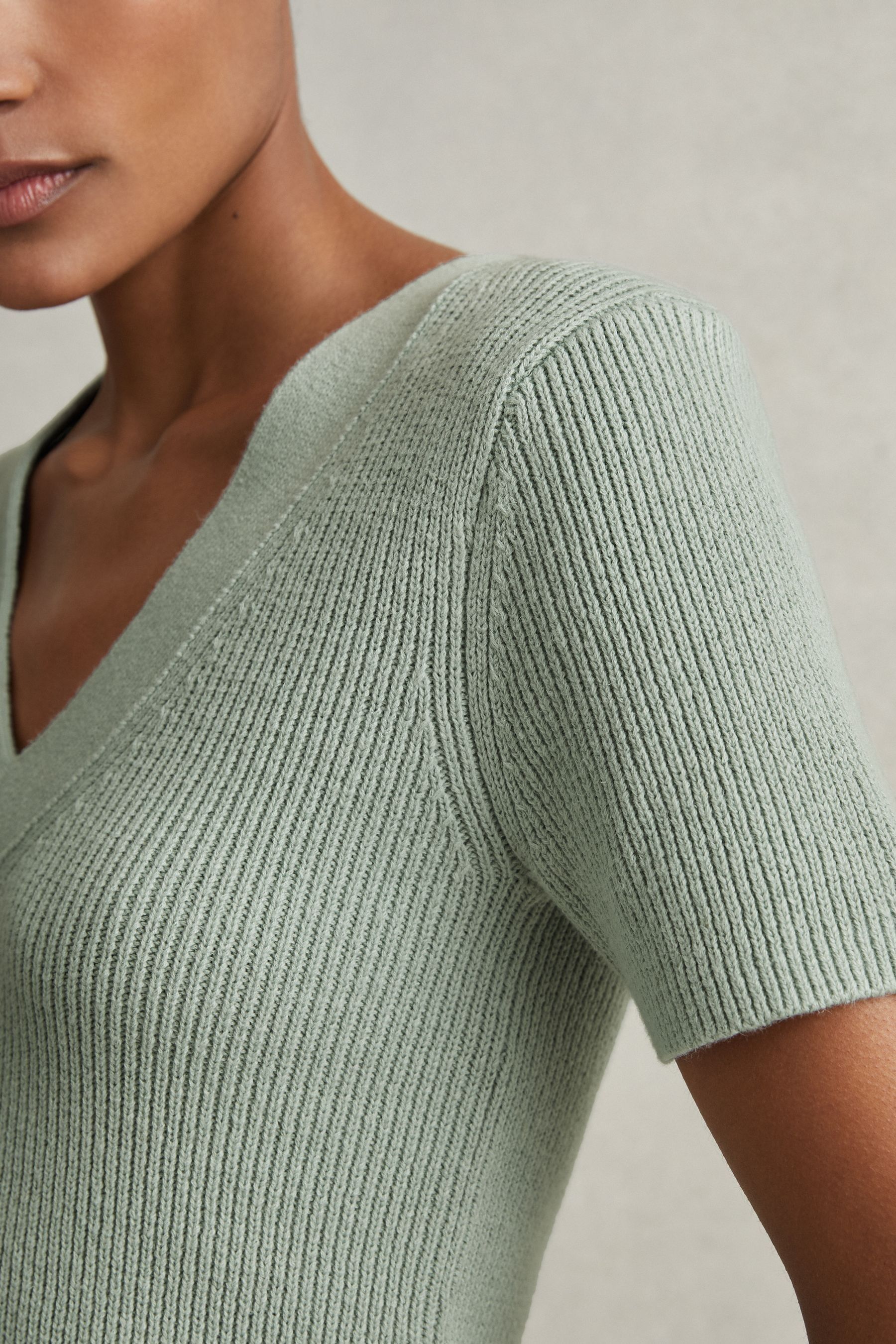 Buy Reiss Sage Rosie Cotton Blend Knitted V Neck Top from Next Canada