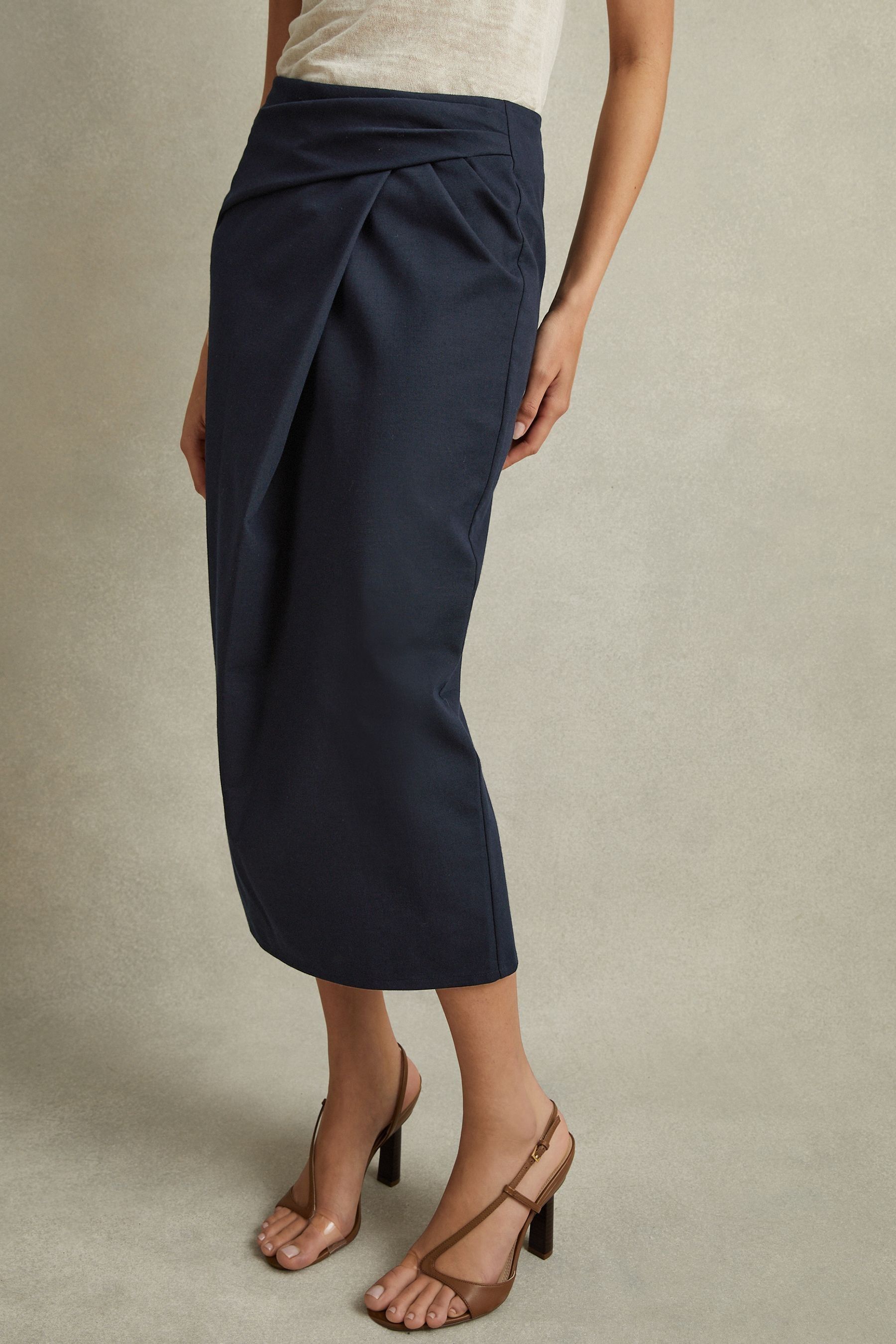 Wrap front midi skirt cheap